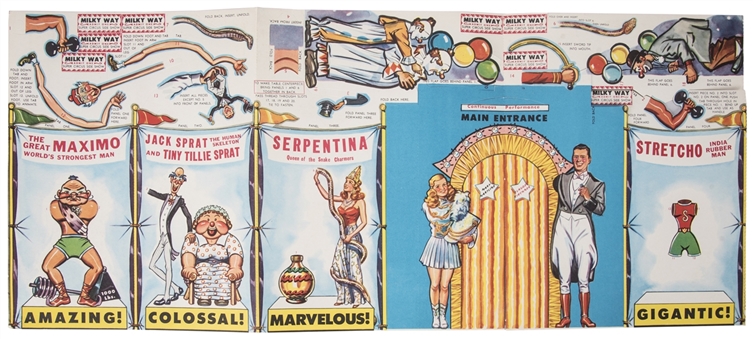 1950s Mars "Milky Way Super Circus Side Show" Die-Cut Premium Set in Original Mailer